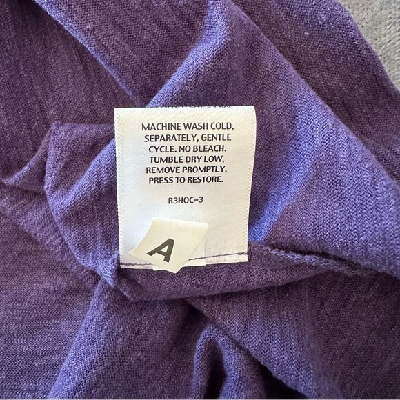 Eileen Fisher Organic Cotton Blend Open Back Colorblock Purple-Black Midi Dress - Picture 10 of 11